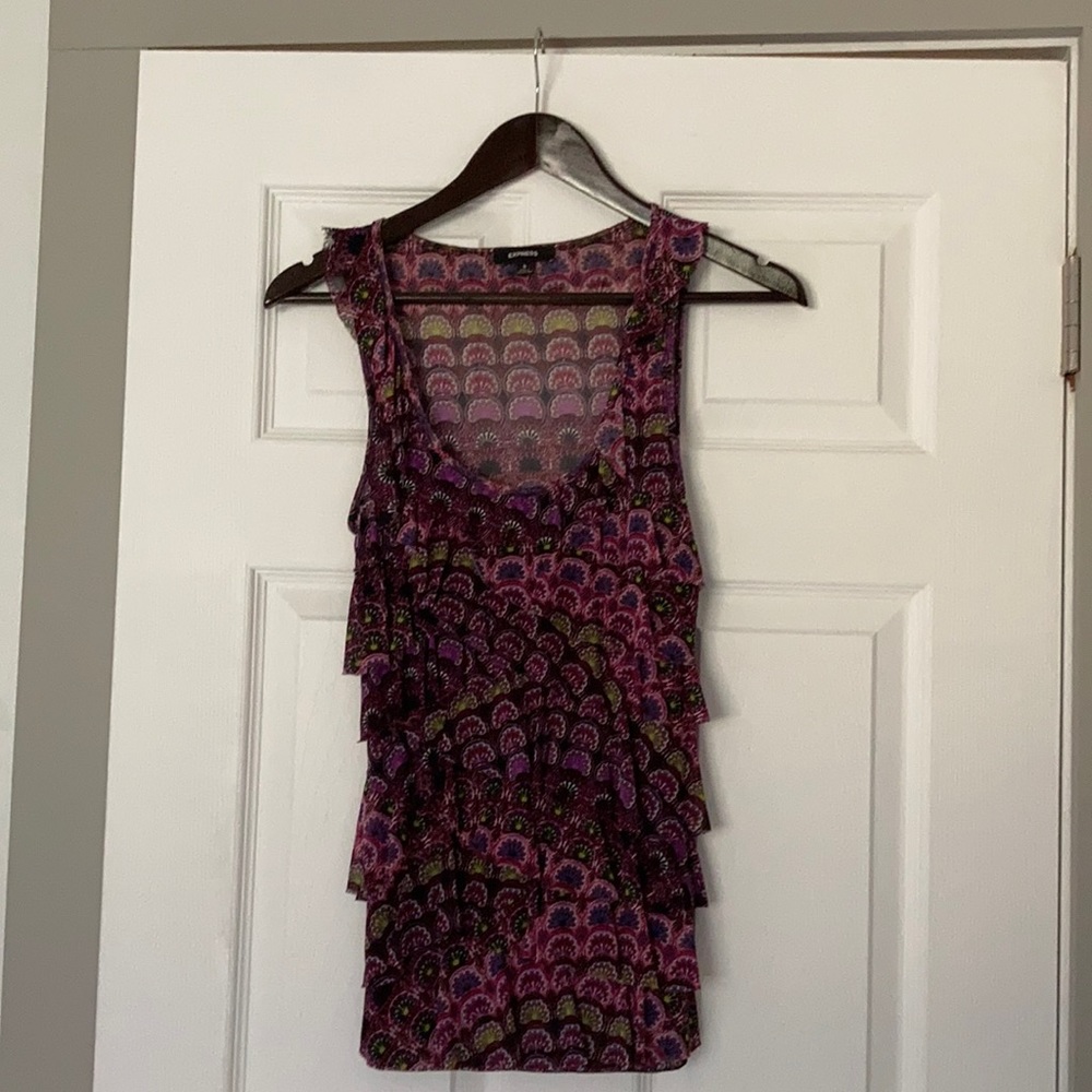 Express delicate Mesh Ruffle Tank